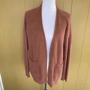 Universal thread women S open front cardigan w/pockets clay orange